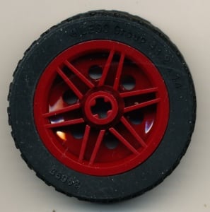 56904c02-59 Wiel 30x14mm met band 43.2x14 stevig rood, donker NIEUW *5W000
