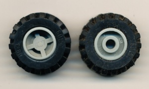 6014ac01-9G Wiel 11x12mm rond gat met offset gegroefde band 21x12mm lichtgrijs (klassiek) gebruikt *5W000