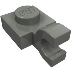 6019-85 Platte plaat 1x1 met horizontale clip grijs, donker (blauwachtig) NIEUW *1B287