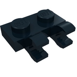 60470-11 Platte plaat 1x2 met TWEE horizontale clips zwart NIEUW *1B291