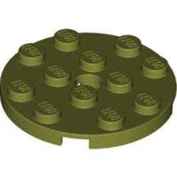 60474-155 Platte plaat 4x4 rond groen, olijf NIEUW *5K000