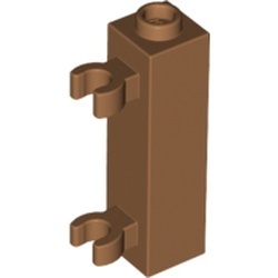 60583-150 Steen 1x1x4 met luikhouders (2 clips) open of gesloten nop bovenop caramel, midden NIEUW *1B039