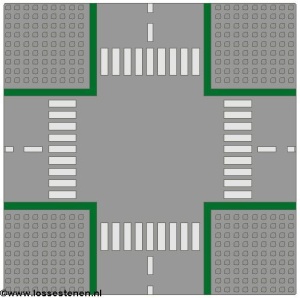 607p01-9G Wegenplaat 32x32 kruispunt ZONDER FIETPAD lichtgrijs (klassiek) gebruikt *3K000