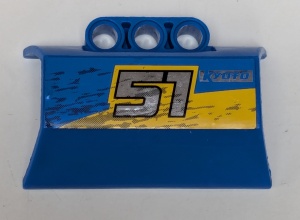 61069pb011L-7G Technic motorblok- half Zilver '51' and 'KYOTO' LINKS (Sticker) - Set 8494 blauw gebruikt *5S080
