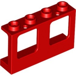 61345-5 Raam 1x4x2 paneel- 2 gaatjes onderin- glas:60601 (2 nodig) rood NIEUW *1B280