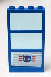 6160c03pb01-7G Raam 1x4x6 Frame met 3 ruiten lichtblauw LIFEGUARD logo (sticker) blauw gebruikt *5S076