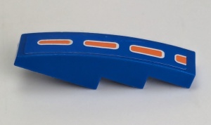61678pb078-7G Dakpan gebogen 1x4 met 4 oranje strepen (Sticker) blauw gebruikt *5R000