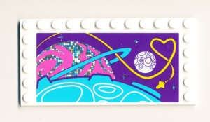 6178pb020-1G Tegel 6x12 met noppen zijkanten planeten (Sticker) wit gebruikt *5T09-02
