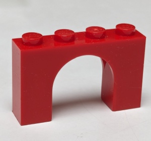 6182-5G Steen, boog 1x4x2 hoog rood gebruikt *1D051