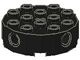 6222-11 Steen, rond 4x4 met gaten zwart NIEUW *5D000