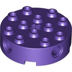6222-89 Steen, rond 4x4 met gaten paars, donker NIEUW *5D000