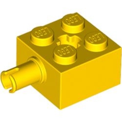 6232-3 Steen 2x2 met pin en asgat geel NIEUW *