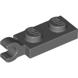 63868-85 Platte plaat 1x2 HORIZONTALE clip korte einde (in verlengde) grijs, donker (blauwachtig) NIEUW *1B290
