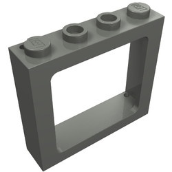 6556-85G Trein, raam 1x4x3 met gesloten noppen L+R grijs, donker (blauwachtig) gebruikt *1C039