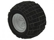 6580c01-9G Wiel 43.2 breedx28 dikke naaf middengroot met band 6579 lichtgrijs (klassiek) gebruikt *5W000