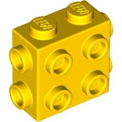67329-3 Steen 1x2x1 2/3 met noppen aan drie zijden geel NIEUW *1R0000