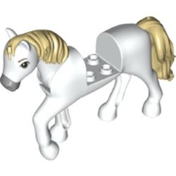 69820c01pb07-1 Paard met beweegbare nek en flexibele creme staart, lichtgrijze snoet en crème manen wit NIEUW *0D000