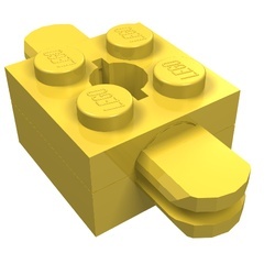 792c03-3G Steen 2x2 armhouder met gat en twee armen (Homemaker torso) geel gebruikt *0L000