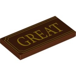 87079pb0004-88 Tegel 2x4 opdruk GREAT bruin, roodachtig NIEUW *0K000