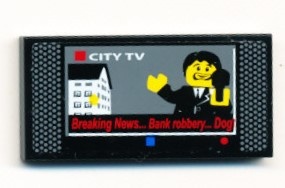 87079pb0073-11G Tegel 2x4 City TV scherm (Sticker) zwart gebruikt *5t14-03