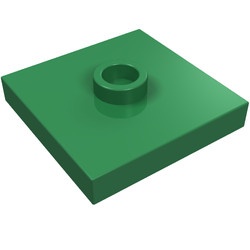 87580-6 Platte plaat 2x2 1 centrale nop groen NIEUW *1B349