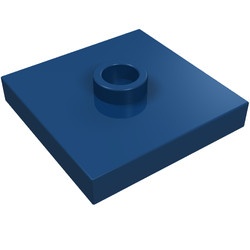 87580-63 Platte plaat 2x2 1 centrale nop blauw, donker NIEUW *1B348