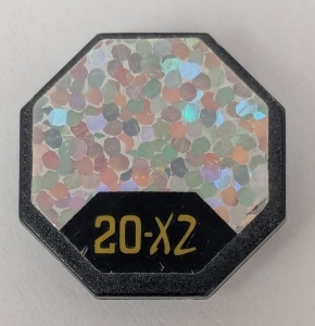 890pb01-11G Verkeersbord- achthoekig 20-X2 en holografische achtergrond (Sticker) zwart gebruikt *1E009