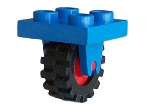 8c02-7G Houder voor wiel landingsgestel MET rood wiel en band (3464c02) blauw gebruikt *