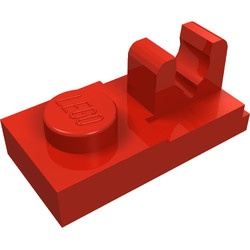 92280-5 Platte plaat 1x2 met clip OP plaat rood NIEUW *1B292