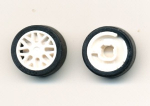 93595c01-1 Wiel klein 11x6mm met 8 "Y" spaken met band 14x6mm glad (50945) wit NIEUW *5W000