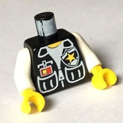 973px67c01-11 Torso, politie vest met gele ster, witte armen zwart NIEUW *0B0000