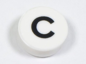 98138pb213 Tegel 1x1 rond letter C wit NIEUW *0L0000