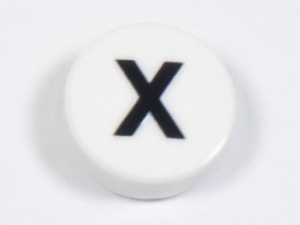 98138pb233 Tegel 1x1 rond letter X wit NIEUW *0L0000