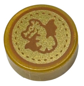 98138pb380-115 Tegel 1x1 rond Unicorn goud, parel NIEUW *0L0000
