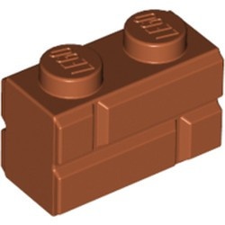 98283-68 Steen met baksteenmotief 1x2 oranje, donker NIEUW *