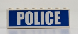 BA009pb09-1G 2x Steen 1x8 POLICE (Sticker) wit gebruikt *5V08-04
