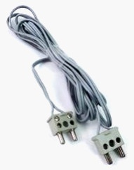 bb1136v190-9G Snoer lengte 190 noppen met twee grijze stekers met 2 pinnen en binnenpin lichtgrijs (klassiek) gebruikt *1D000