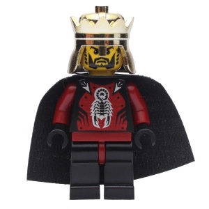 cas277G Knights Kingdom II- Koning met kroon en zwarte cape (Schakkonining) gebruikt *0M0000