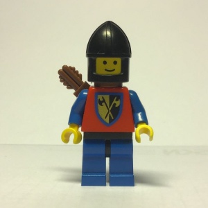 cas288G Ridder, blauwe benen, zwarte helm. Pijlenhouder gebruikt *0M0000