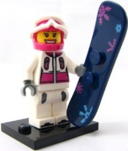 col03-5 Snowboarder met snowboard en standaard NIEUW *0M0000