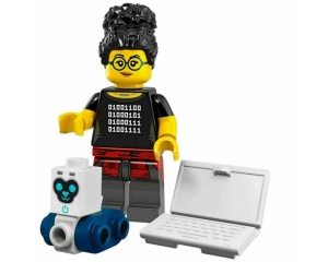 col19-5 Programmeur met witte laptop, robothond en standaard NIEUW *0M0000