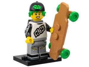 col27-7 Longboarder met standaard en longboard *