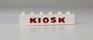crssprt02pb33-1G Steen 1x6 ZONDER bodemtubes KIOSK rode, dikke letters wit gebruikt *5V05-04