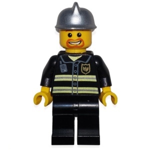 cty0045G Brandweerman, zilver metallic helm, baard gebruikt *0M0000