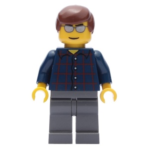 cty0103 Man roodbruin haar, zilveren zonnebril en geruit shirt NIEUW *0M0000