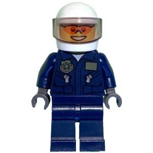cty0535G Politie, helicopter piloot met witte helm en donkerblauw pak gebruikt *0M0000
