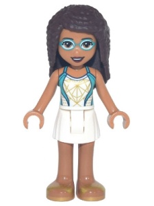 frnd480 Friends - Andrea, witte skirt, donker turquoise en wit zwempak NIEUW *2M0000