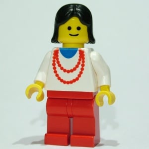 ncklc013 Vrouw met rode ketting gebruikt *0M0000