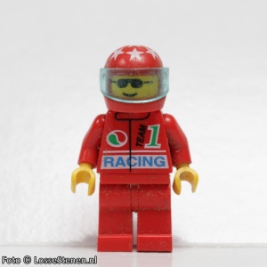 oct026G Octan - Racing met rode helm and witte Stars, Tr. Lt. blauw Visor gebruikt *0M0000 - Img 2