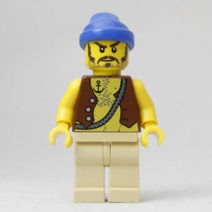 pi093 Piraten vest en anker tattoo, crème benen en blauwe bandana NIEUW *0M0000